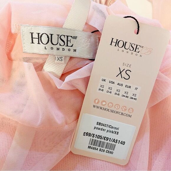 HOUSE OF CB CAROVI  POWDER PINK SHEER MESH BODYSUIT - Picture 9 of 13